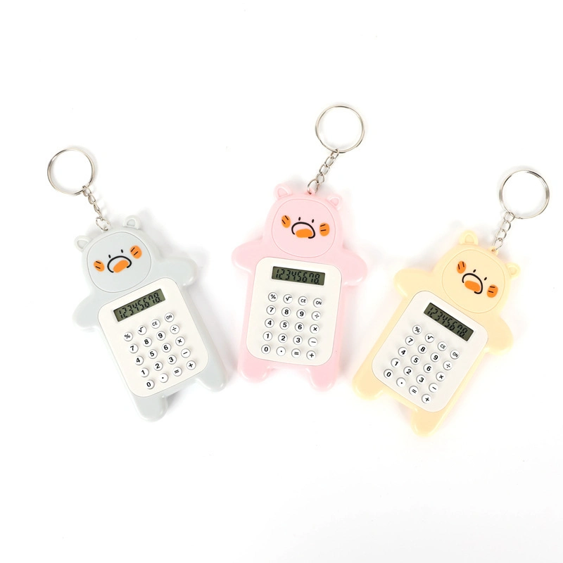 Student Portable Cute Cartoon Mini Bear Key Ring Calculator