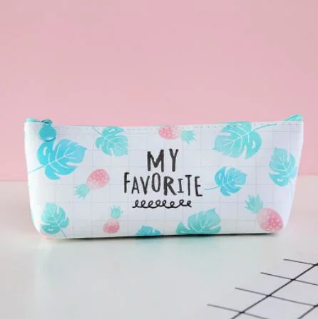 Oxford Cloth Pencil Bag Pineapple Print Stationery Bag Mesh Zipper File Bag Change Bag