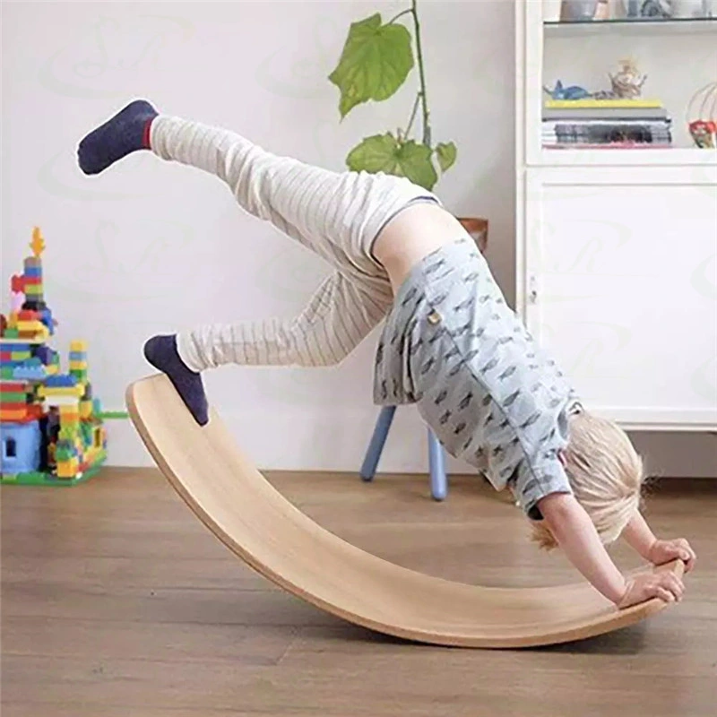 Wooden Balance Board Children Curved Seesaw Yoga Fitness Equipment Kids Indoor Toys Sports Fitness Board