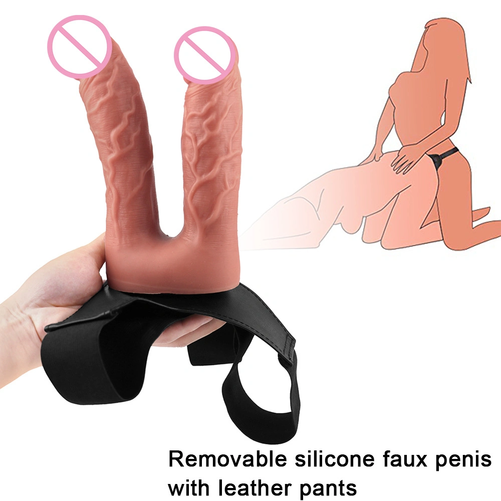 Pantalon de cuir double d'usure Dicks Masturbation unisexe Produits pour adultes des Sex Toys