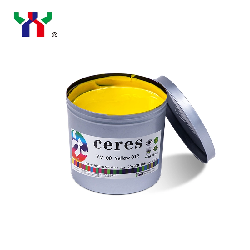 High quality/High cost performance  Ceres Offset Metal Ink for Iron, Color 012 Yellow, Hot Air Natural Dry, 2kg/Can