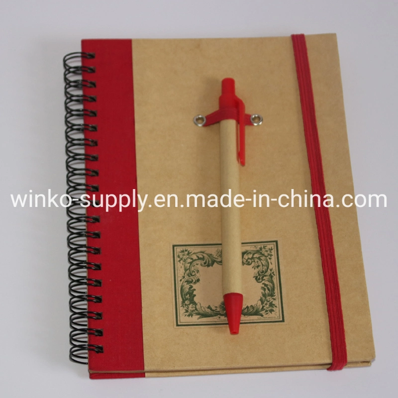 Customized Logo Recycled Paper Notebook with Paper Pen