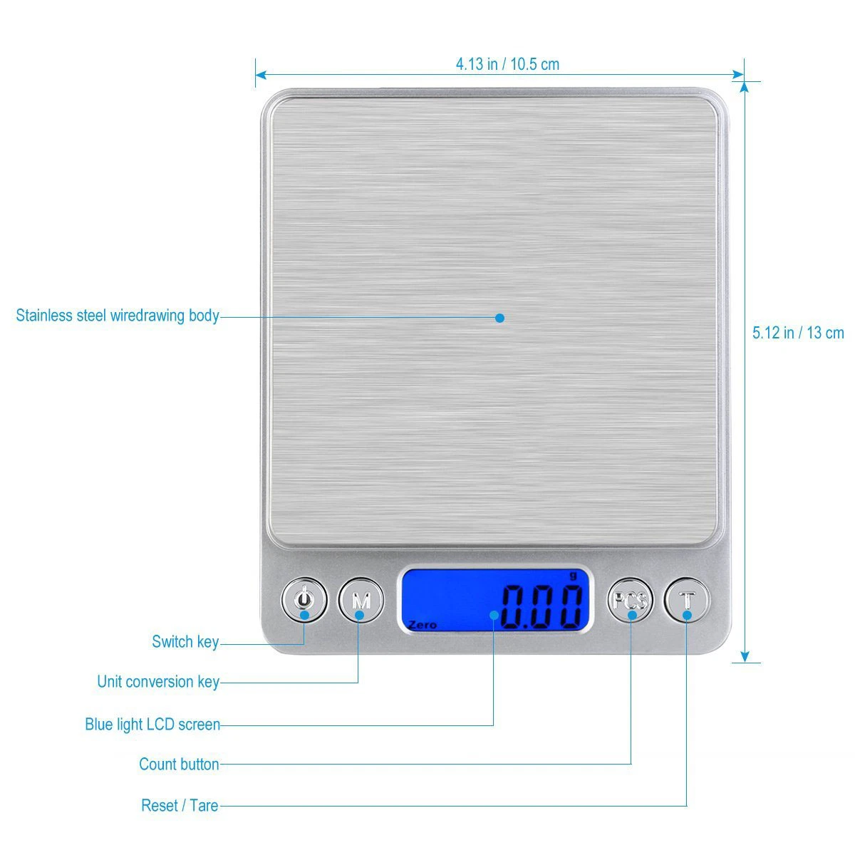 3kg-0.1g Pantalla LCD de alta calidad Báscula de cocina