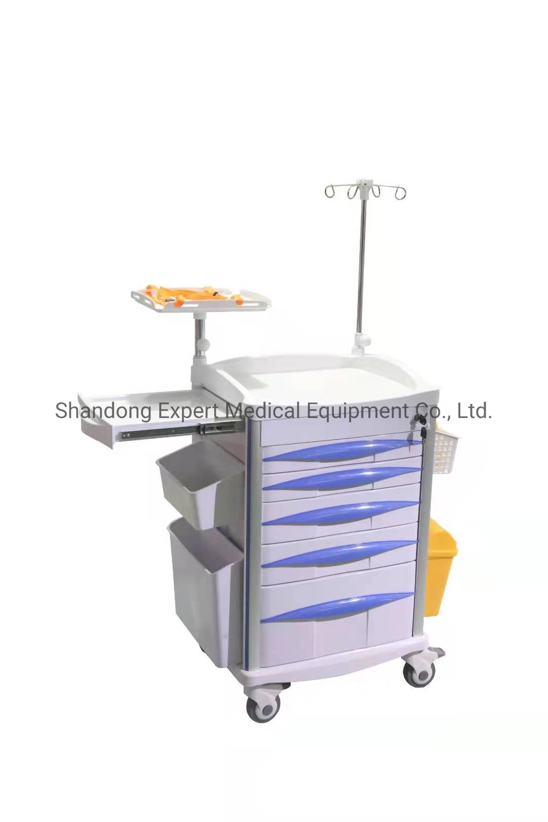 Hospital Furniture ABS Plastic Anesthesia Medicine Medical Cart Emergency Trolley