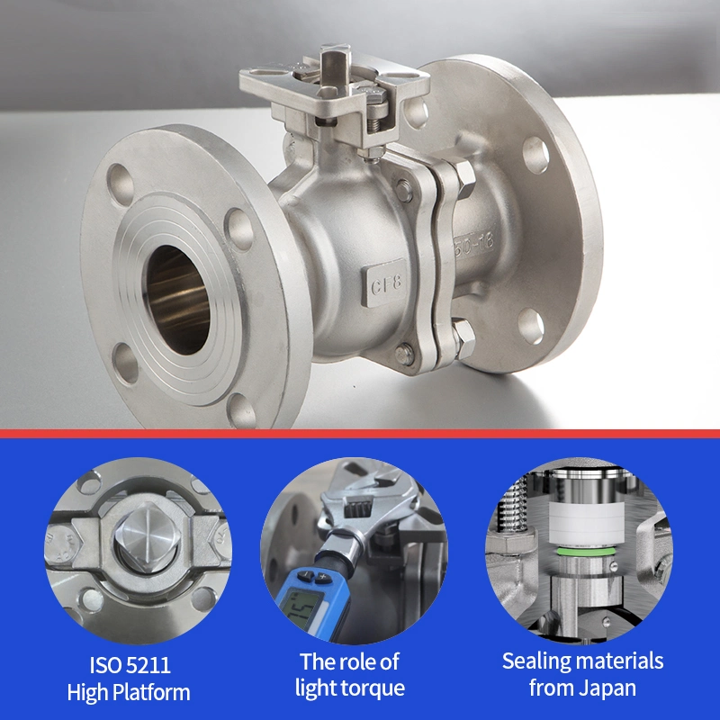 Dico API 150-300lb Wcb/SS304/316 2PC Flange Floating Ball Valve