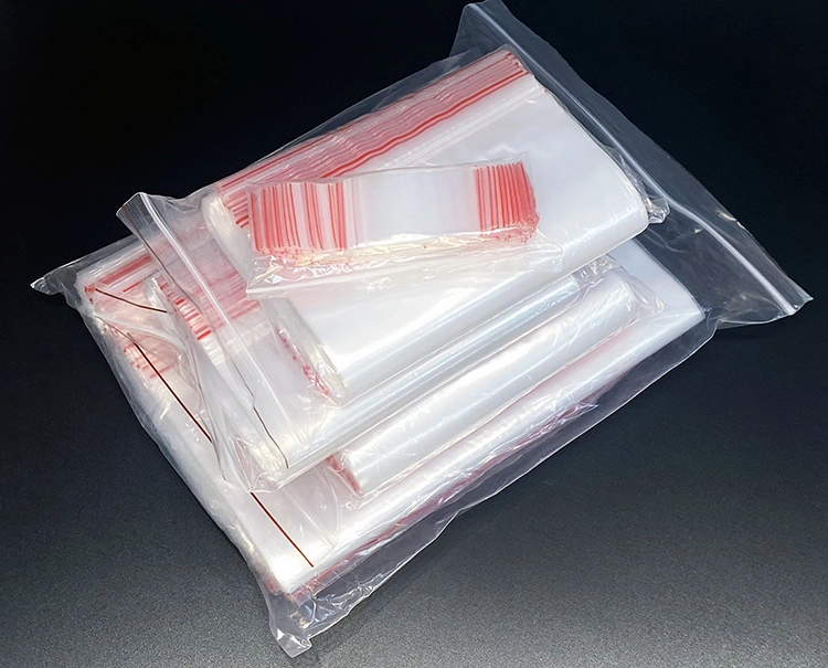 Fábrica de fornecedores da China em Stock Food Grade Grip Self Press Sacos transparentes de plástico de LDPE Poly Ziplock, recoáveis, para venda