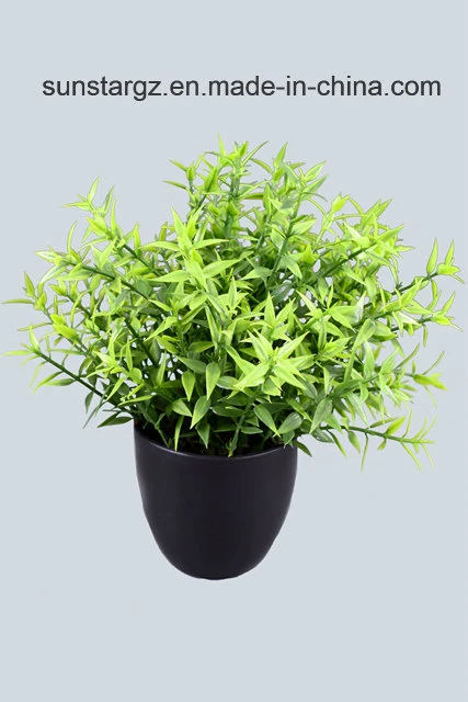 Anti UV PE Plastic Flower Tea Leaf Mini Bonsai Artificial Plant for Garden Decoration (50458)