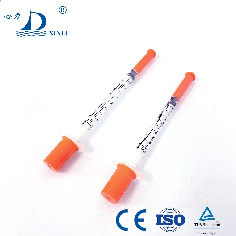 Dispositivos de injeção médica descartáveis esterilizados com seringa de insulina de 0,5 ml, 1 ml, CE e ISO