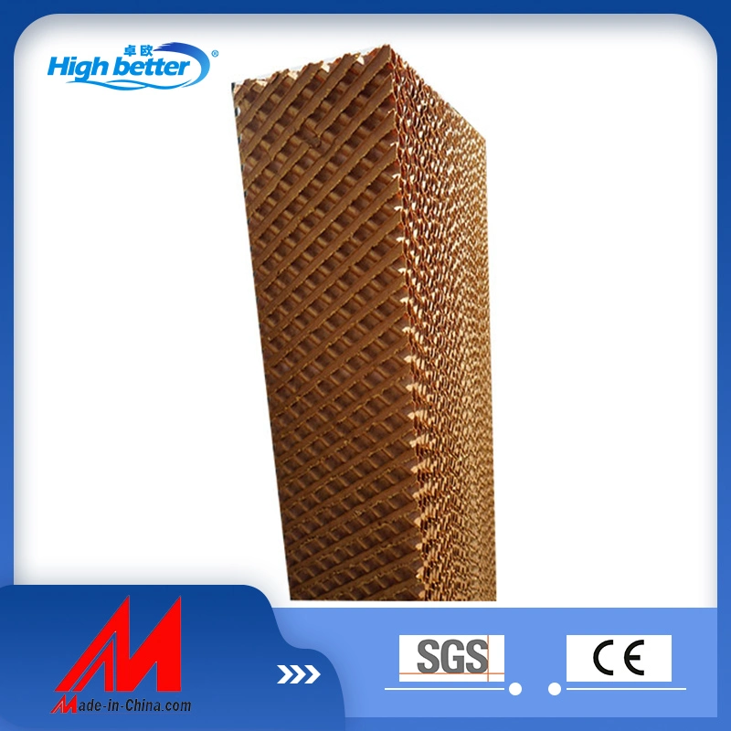 5090/6090/7060/7090 100% papel de madeira almofada de resfriamento evaporativo/celulose Ar/Honeycomb Pad/tipo cortina Almofada de arrefecimento húmida para avícula/Pig Farm/Air Cooler