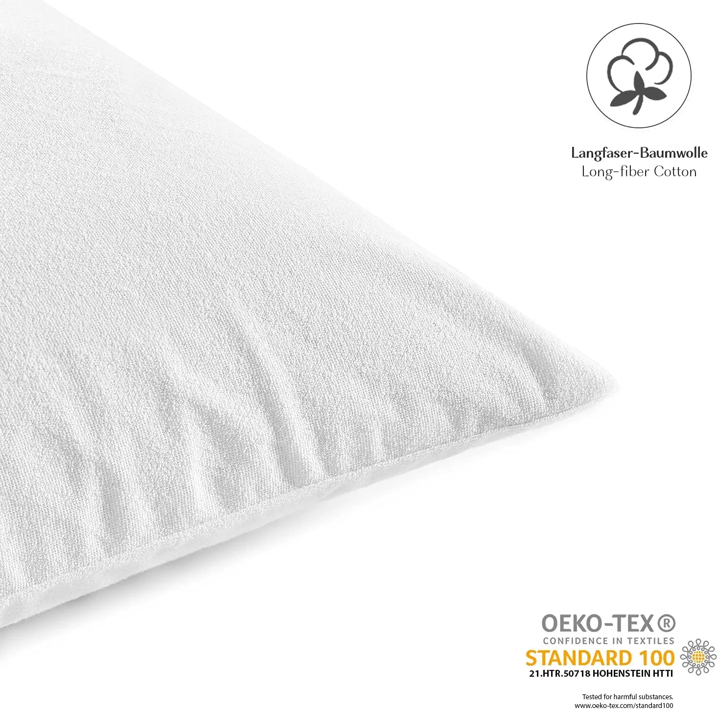 Waterproof Terry Pillow Protectors Set of 2 40 X 40 Cm with Zip - 100% Cotton Cushion Cover - Cushion Cover Mite Protection Encasing