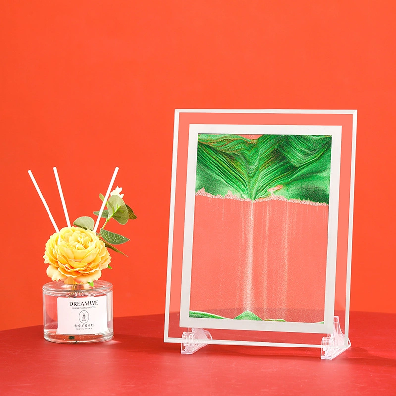 3D Sandscape sablier de verre du sable mouvant Art Picture Rectangle ornements en verre décoration de bureau les sables mouvants Painting Home Decorburgundy