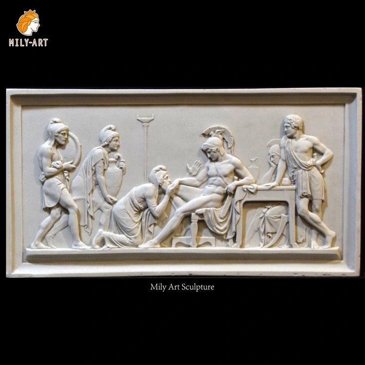 3D Art Decorative Wall Carving Figure Sculpture Natural Marble Stone Relief