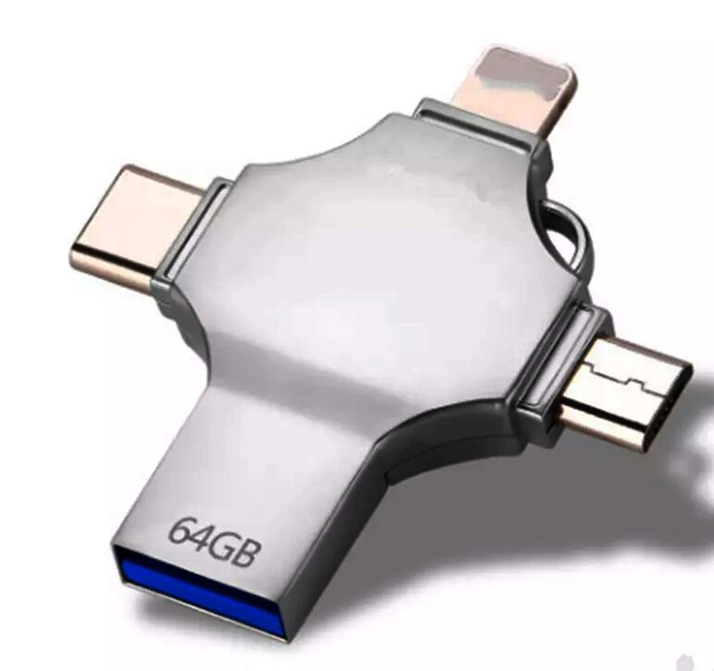 Hot-Sale 4 in 1 Multifunktions-OTG USB-Flash-Laufwerk 2,0 3,0 für Typ-C für Lightning Micro USB/Computer mit kundenspezifisches Logo USB-Speicher