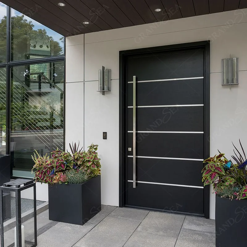 Portas de entrada de aço inoxidável cinza modernas de design moderno para casas - Exterior da Villa, Segurança, Entrada, Interior.
