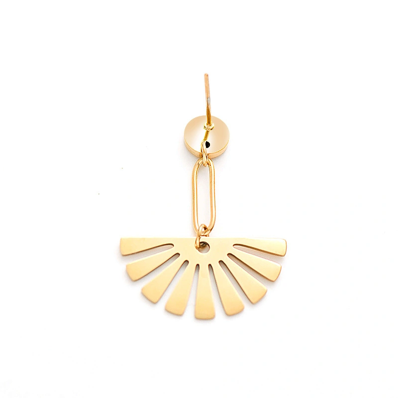 Stainless Steel Jewelry New Fan-Shaped Earrings Gold PVD Plated