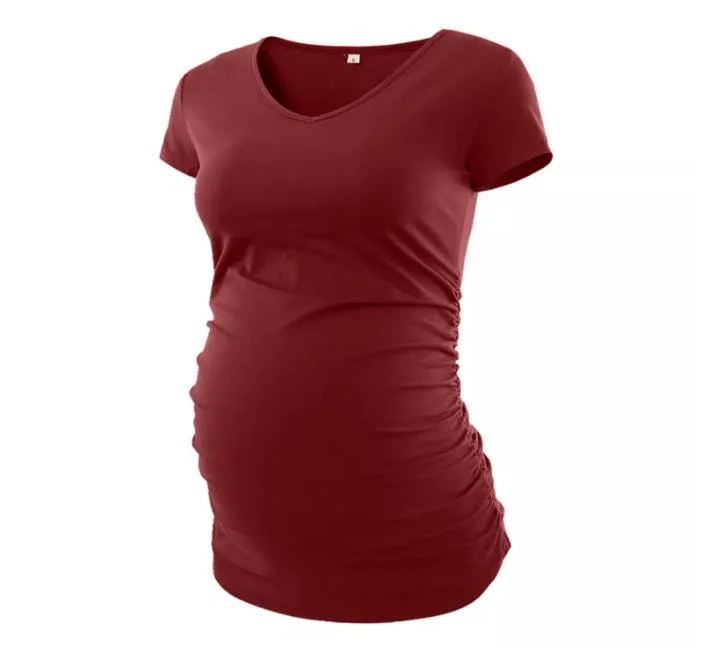 Hauts de grossesse à col en V manches courtes chemise de grossesse vêtements de grossesse Vêtements pour femme T-shirt d'été décontracté