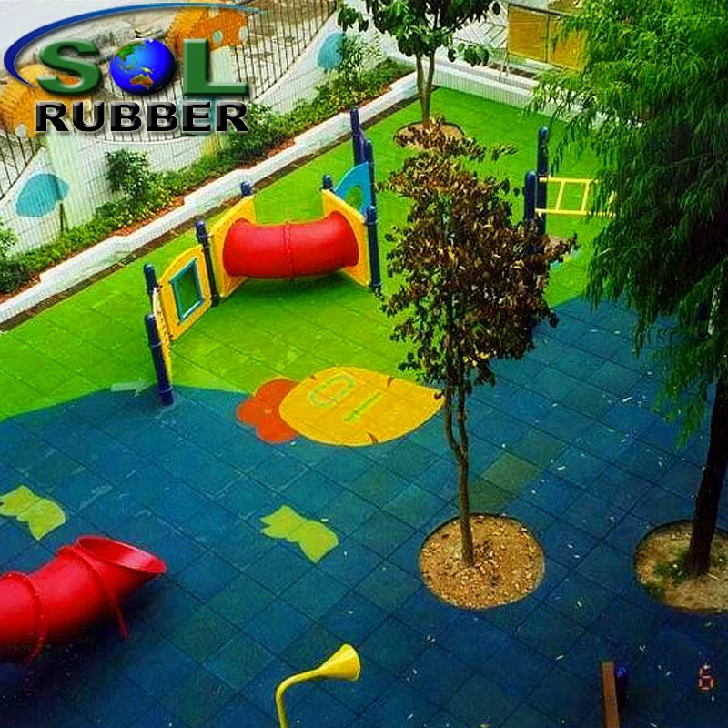 Sol Rubber Safety Protection Outdoor Playground Floor Tile Rubber Mat