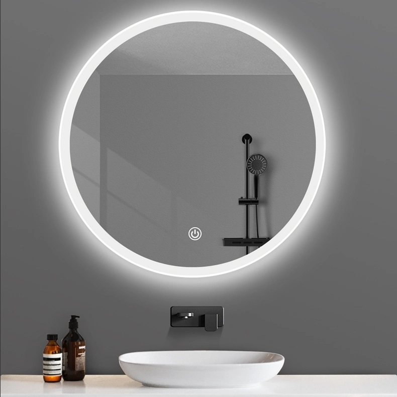 Casa de banho Prata vidro espelhado espelho de parede LED com sensor de toque