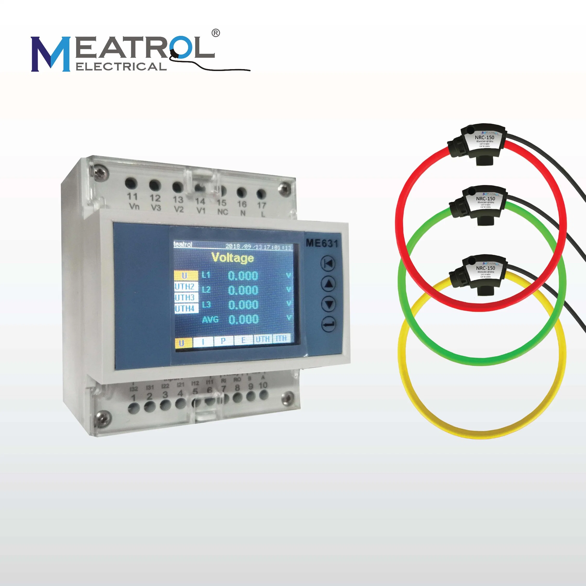 Three Phase DIN Rail LCD/LED RS-485 Digital Power Meter