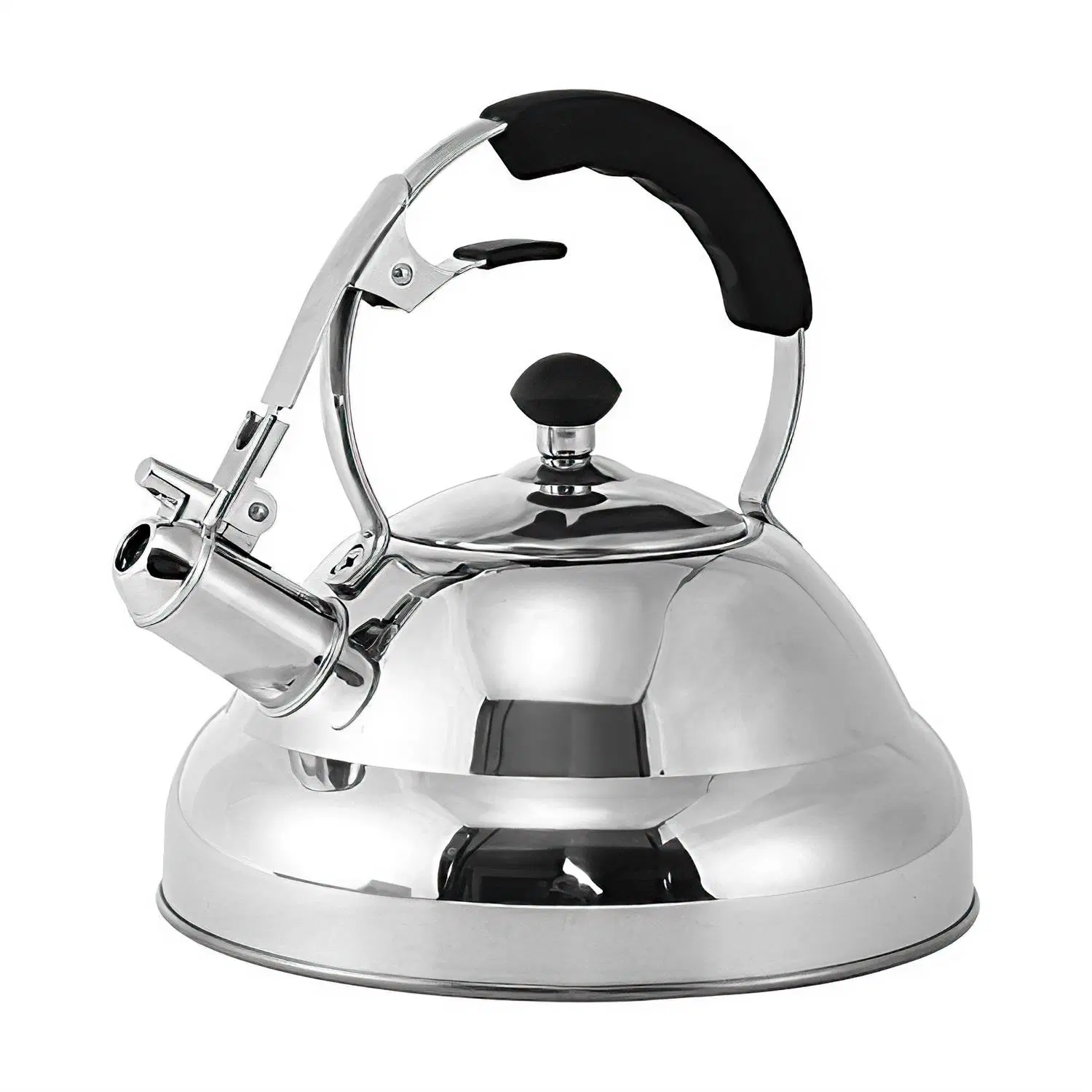 Kitchen Stainless Steel Large Capacity Tea Kettle- 5L Whistling Hot Water Stovetop Teapot with Stay Cool Handle, Unique Button Control Kettle Outlet