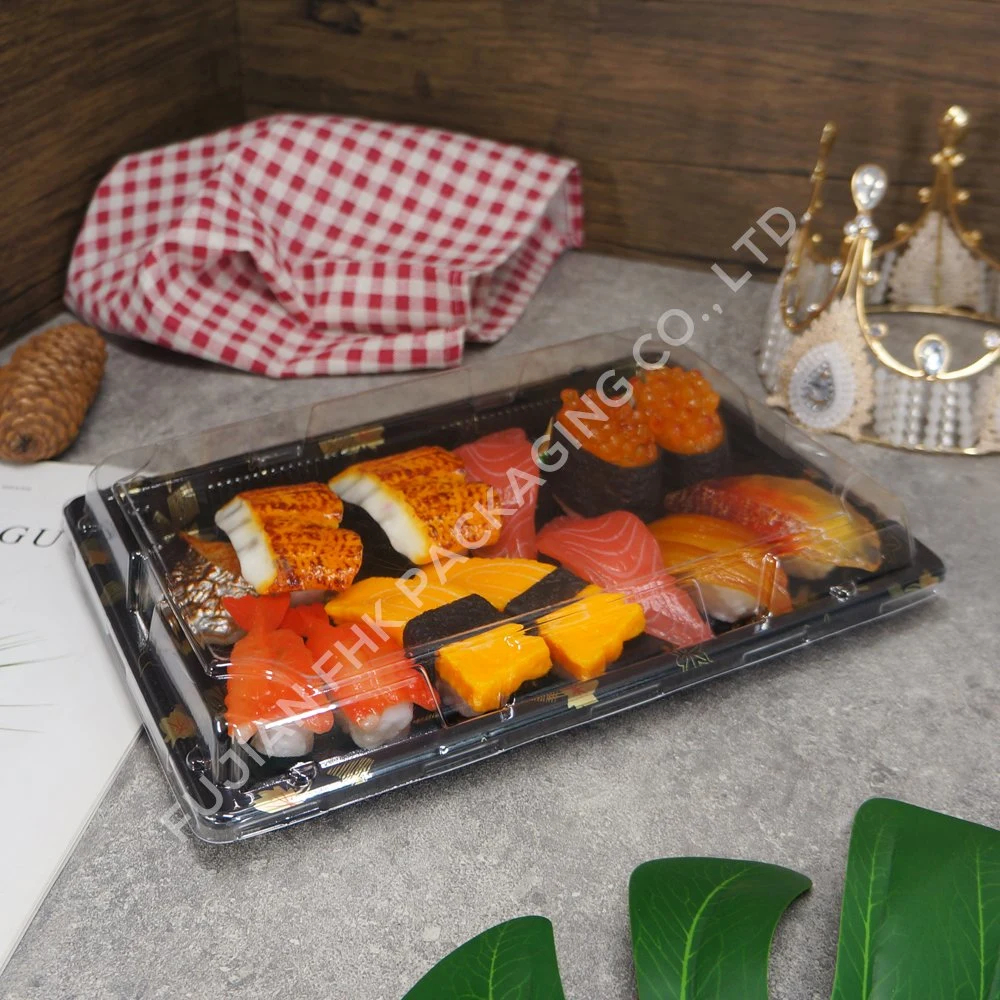 Plastic Sushi Tray Disposable Containers Take Away Reusable Sushi Plates Set for Restaurant