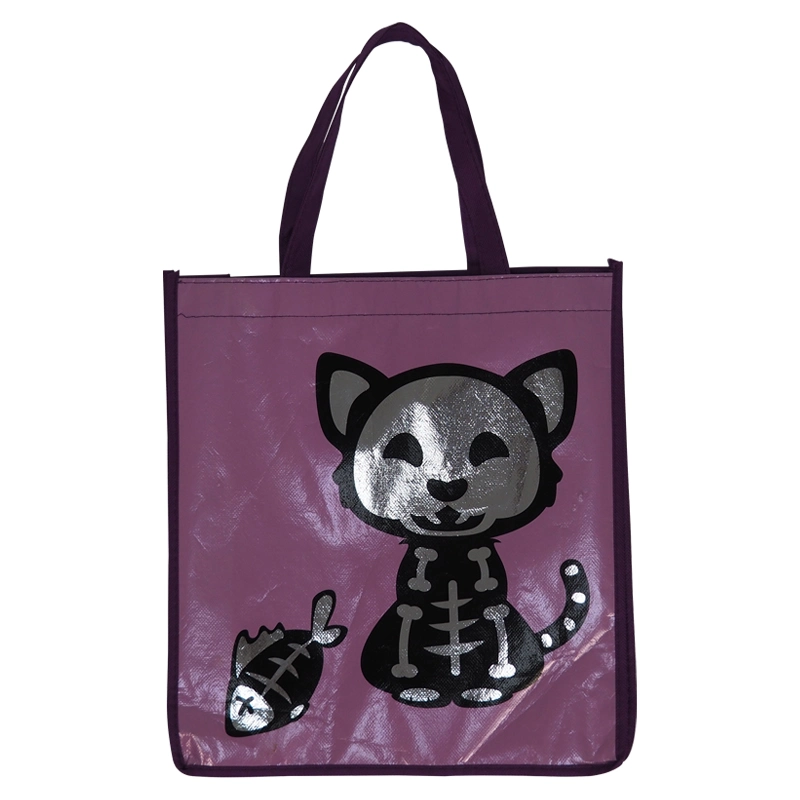 Reusable Biodegradable Halloween Handled Tote Bag with Shinny Effect Shopping Bag Candy Bag