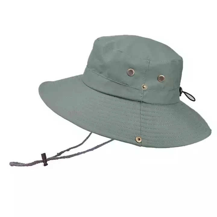 Wholesale/Supplier Custom Logo Safari Booney Sun Hats Fisherman Waterproof Clear Male Cotton Bulk Bucket Hats with Breathable Hole