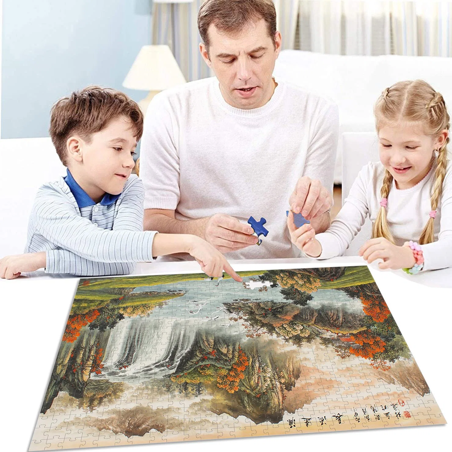 Paysage peinture en gros 8000 pièces puzzles en bois intellectuel éducation jouets pour enfants, cadeaux d'anniversaire, modèles et tailles personnalisables.