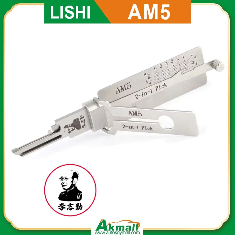 Lishi Locksmith herramienta Am5 2 en 1 Lockpick Decoder Padlocks