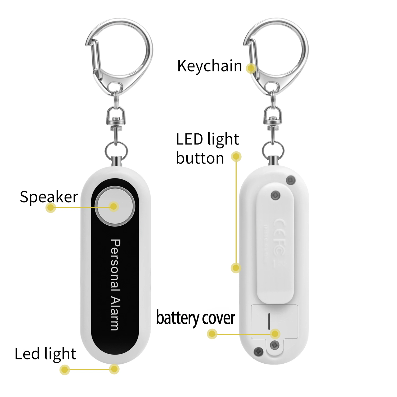 Llavero Alarma de seguridad personal de seguridad caja fuerte de la alarma de emergencia para la Mujer de Sonido de alarma personal