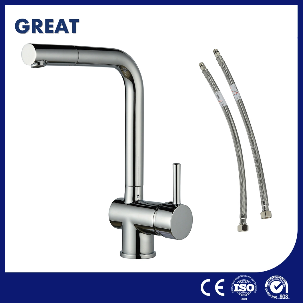 Great Touchless Kitchen Faucets Factory High-Quality Gl90102A101 Chrome Rotatable Kitchen Faucet Hot and Cold Mix Stainless Steel Kitchen Sink Faucet