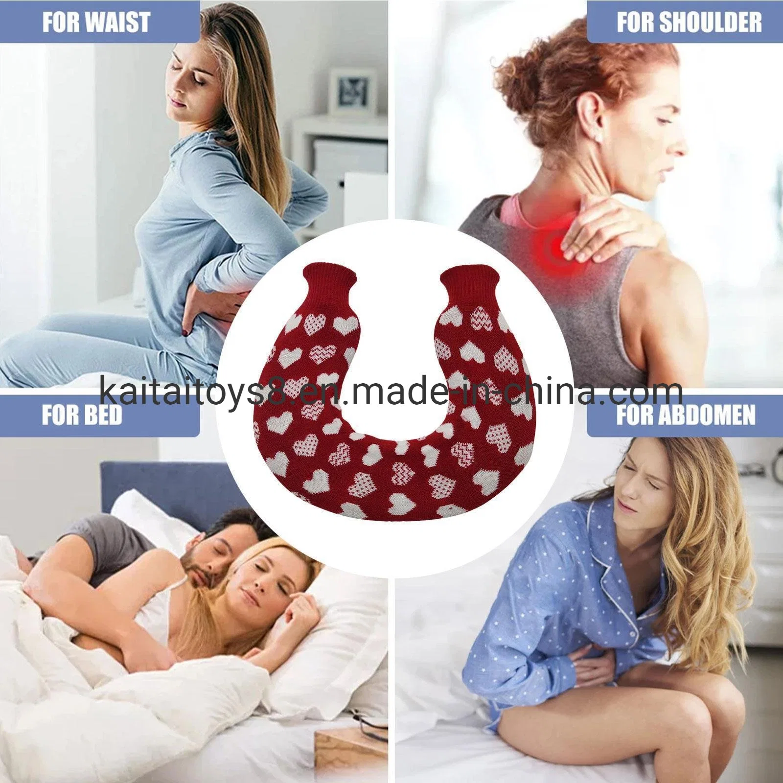 U-Shaped Hot Water Bottle with Teddy Fleece Cover Neck Shoulder Pain Relief New