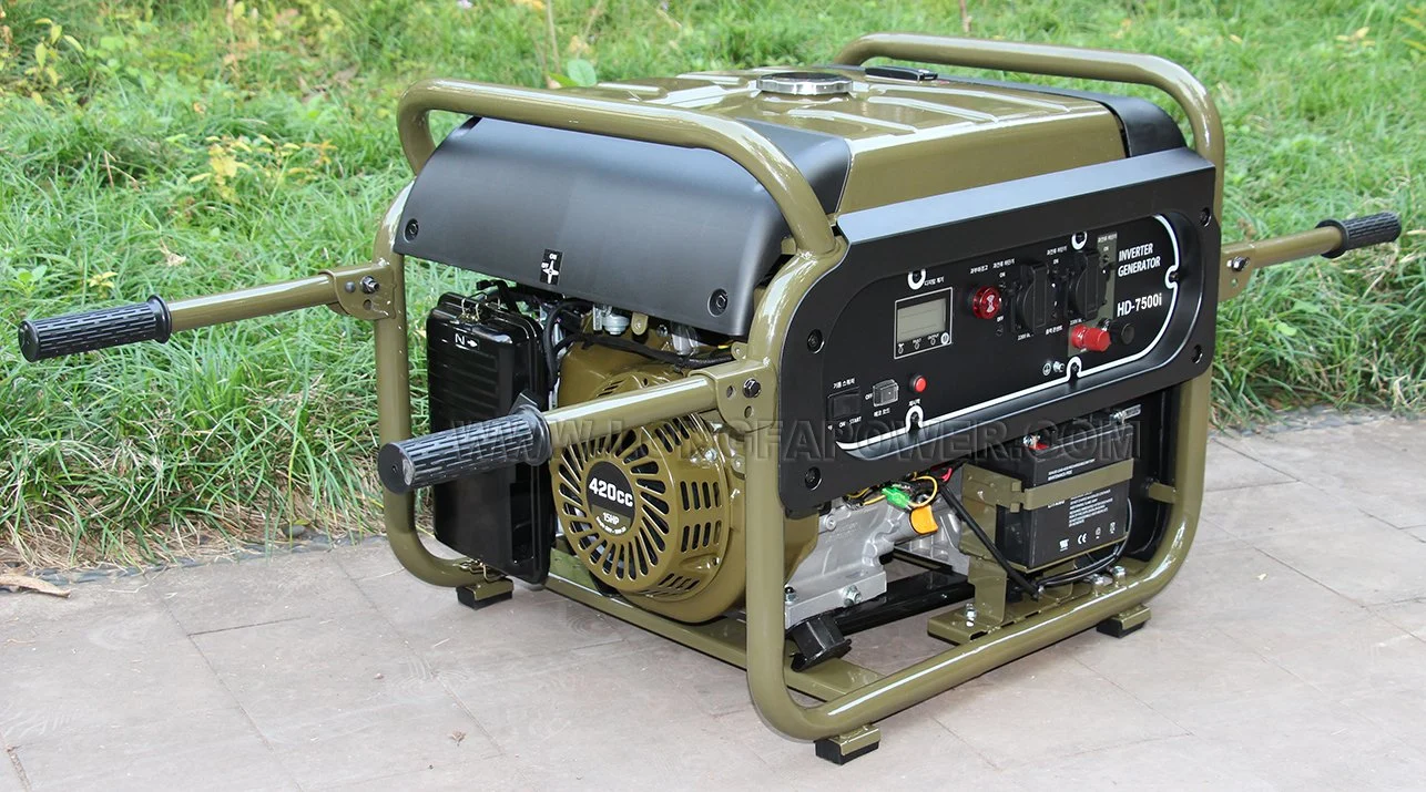 7.5kw 7.5 kVA 8 Kw 8.5kVA 8.5 Kw Kwt kVA 8500 W Watt Voltage Wave Form Thd<3% Alarm>130% Inverter Miltary Arrmy Rador Brushless AVR Portable Gasoline Generator