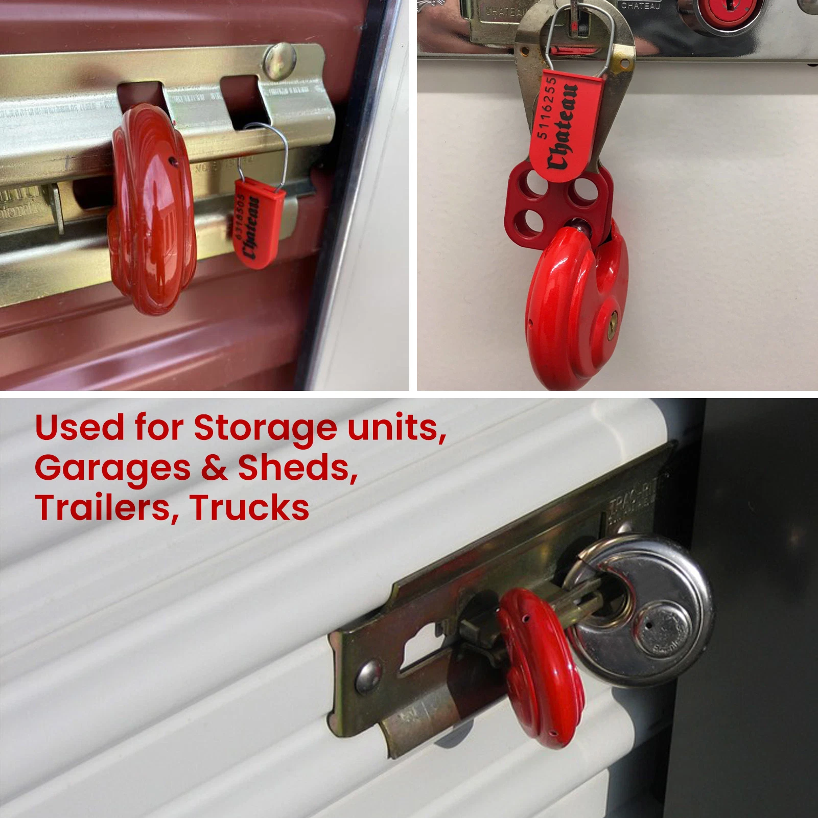 Stainless Steel Disc Padlock in Red Keyed Alike Self Storage Management Lock