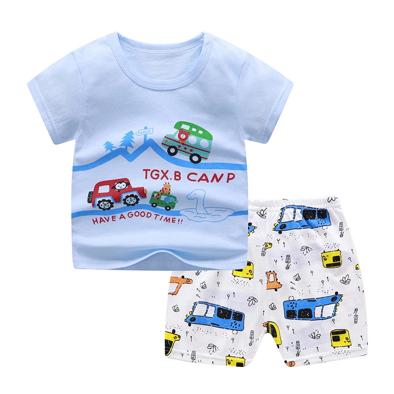 Ropa de bebé al por mayor Ropa de diseñador para bebés Conjunto de ropa de niño con camiseta de manga corta de algodón 10% de descuento