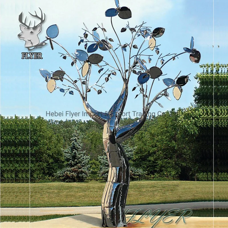 Modern Abstract Garden Decor Stainless Steel Outdoor Large Metal Tree Sculptures Statue