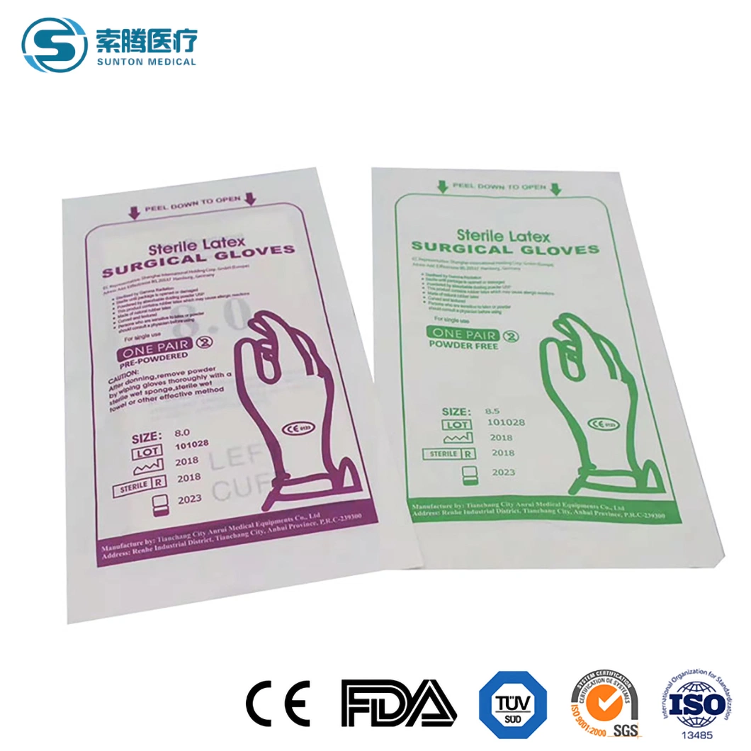 Sunton Hochwertige Latex Op-Handschuhe Puderfrei Op-Handschuhe China White Color Medical Grade Mitten Herstellungs Probe Latex Zur Verfügung Handschuhe