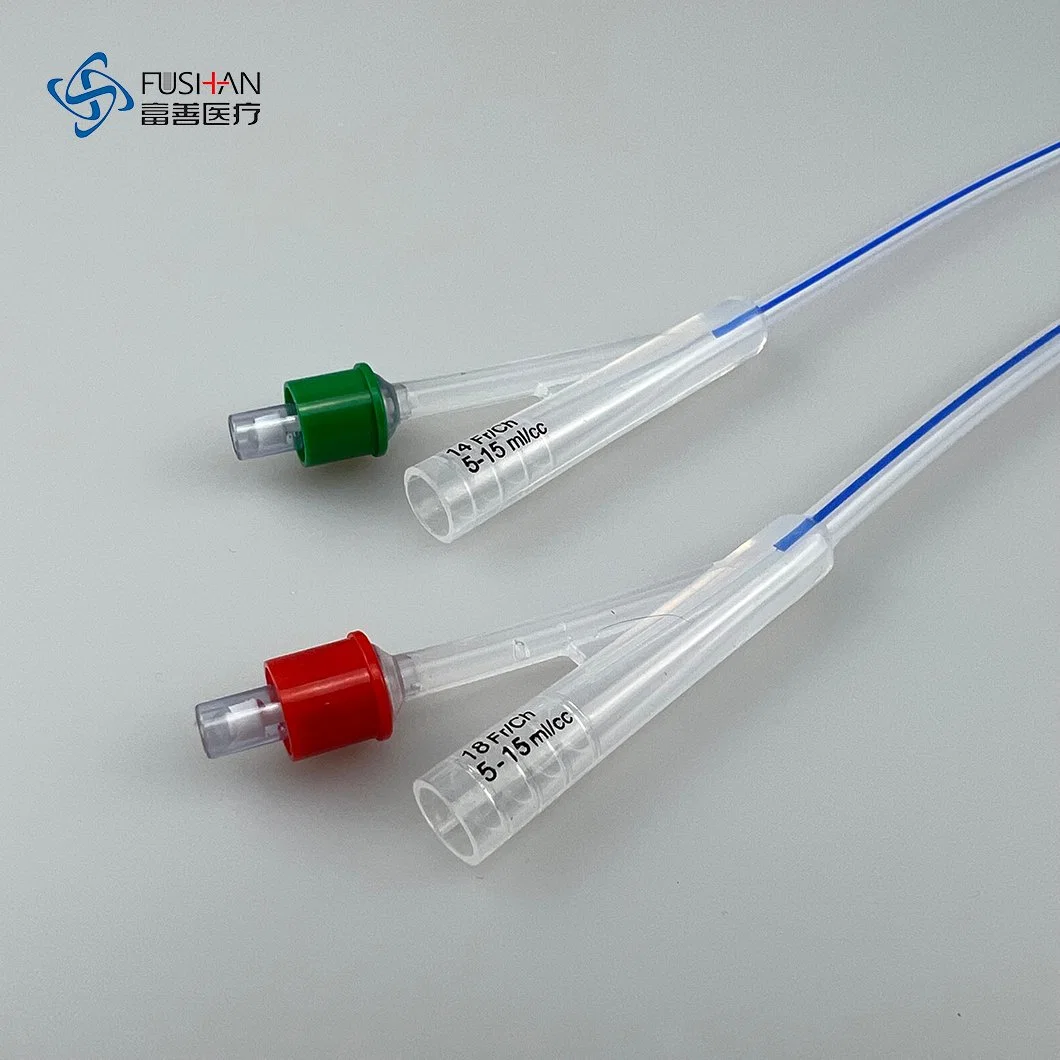 Pure transparente de silicona médica de 2 vías Foley globo sonda uretral para la Bolsa de orina de pacientes pediátricos y adultos de tamaño, con CE y ISO 13485