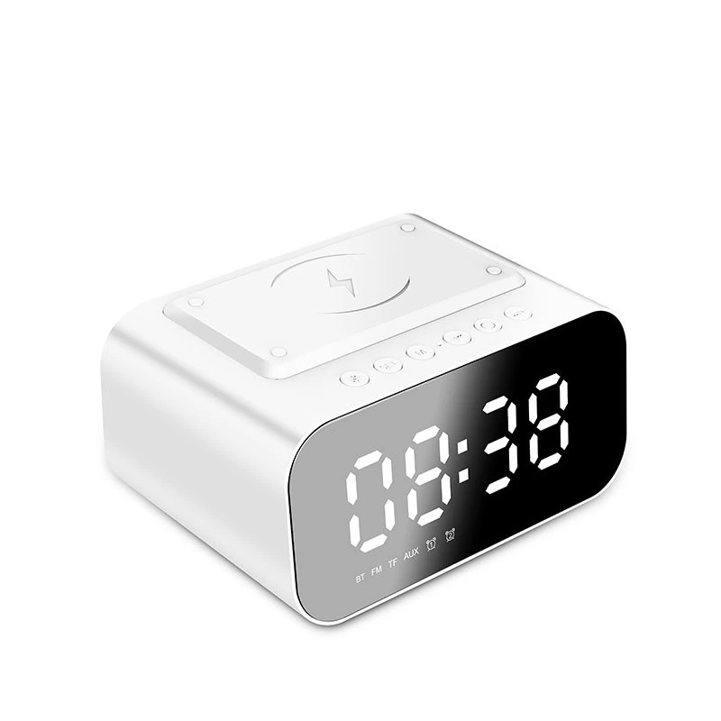 Multifunction Alarm Clock with LED Temperature Display Support Aux Play FM Radio Mobile Phone Wireless Charger