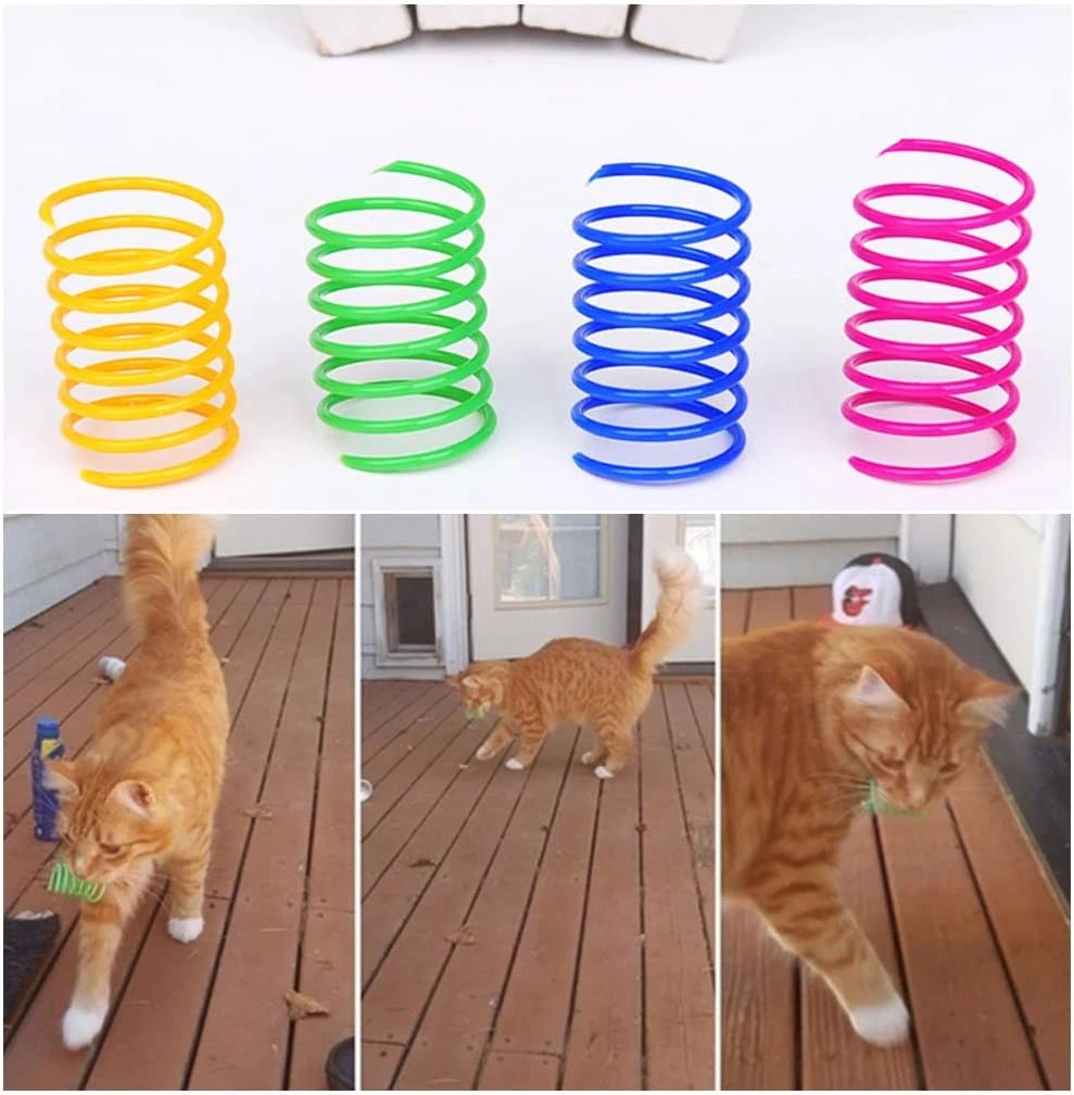 Cat Creative Toy to Kill Time and Keep Fit Interactive Cat Toy Durable Heavy Plastic Spring Colorful Springs Cat Toy