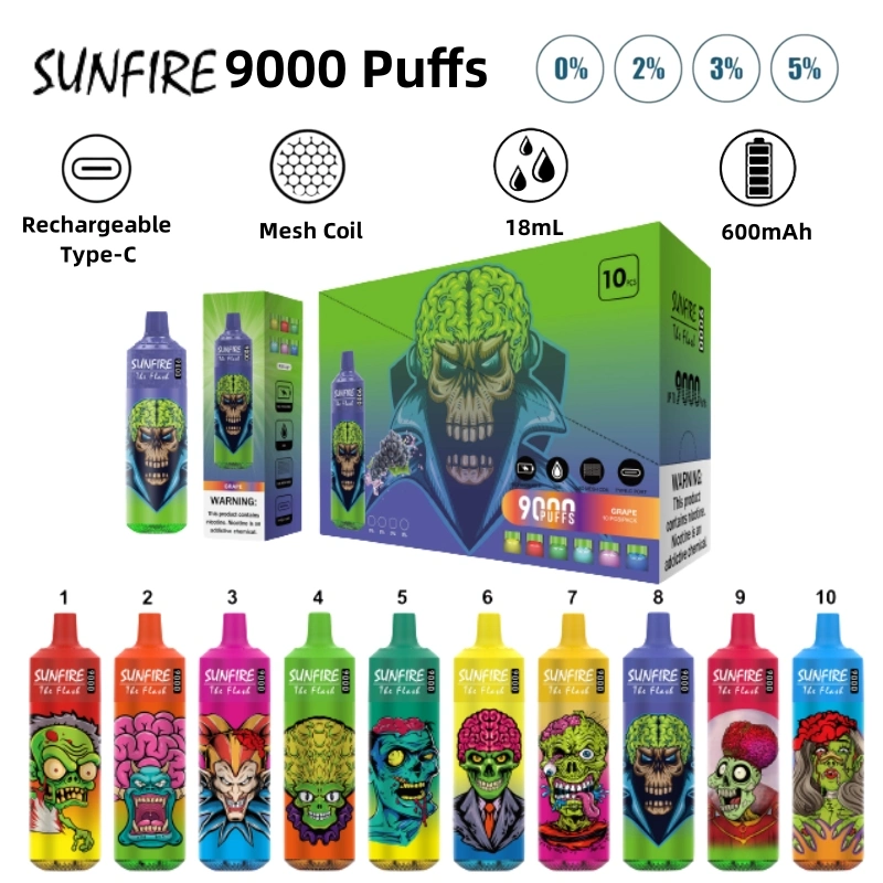 2023 Vente à chaud 10 arômes avec Fancy rechargeable de type C de 18 ml Flash RVB lumière jetable Egig Randm 9000 puffs jetable électronique 15000 bouffée 12K