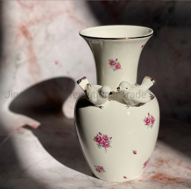 خزفية مبتكرة Vase ثلاثي الأبعاد بنوم بنه الطيور الزهرة مكسورة فلاور فاز ديكور منزلى طازج صغير حرف