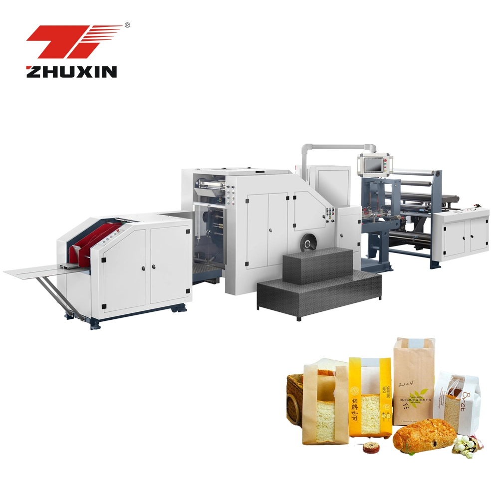 Fully Automatic High Speed Square Flat Bottom Brown Kraft Shopping Food Bread Paper Carry Bag Making Machine with Printing Online