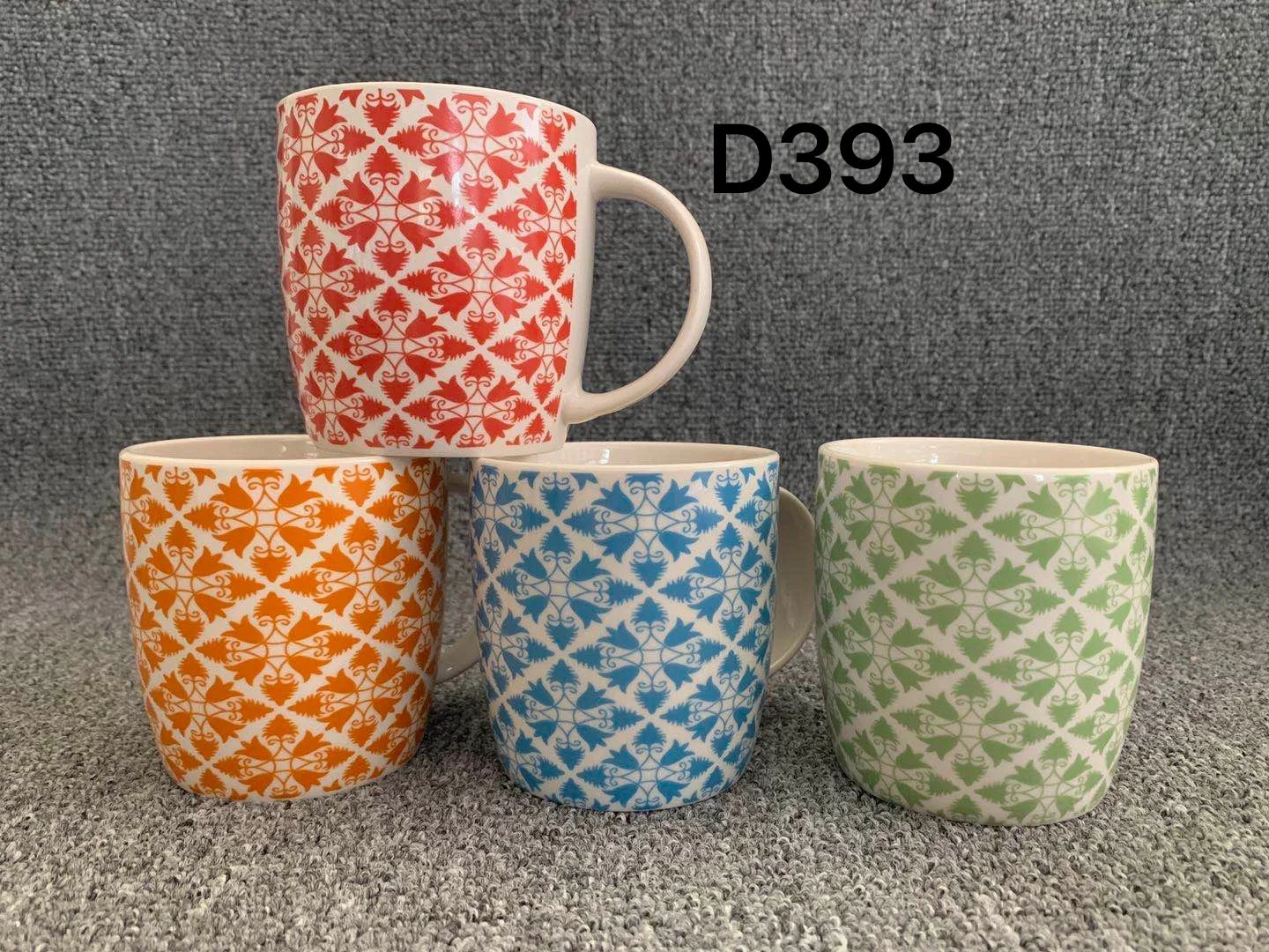 Set of 4 Butterfly Flower Patterns Design Porcelain Mugs Coffee Cup for Festival