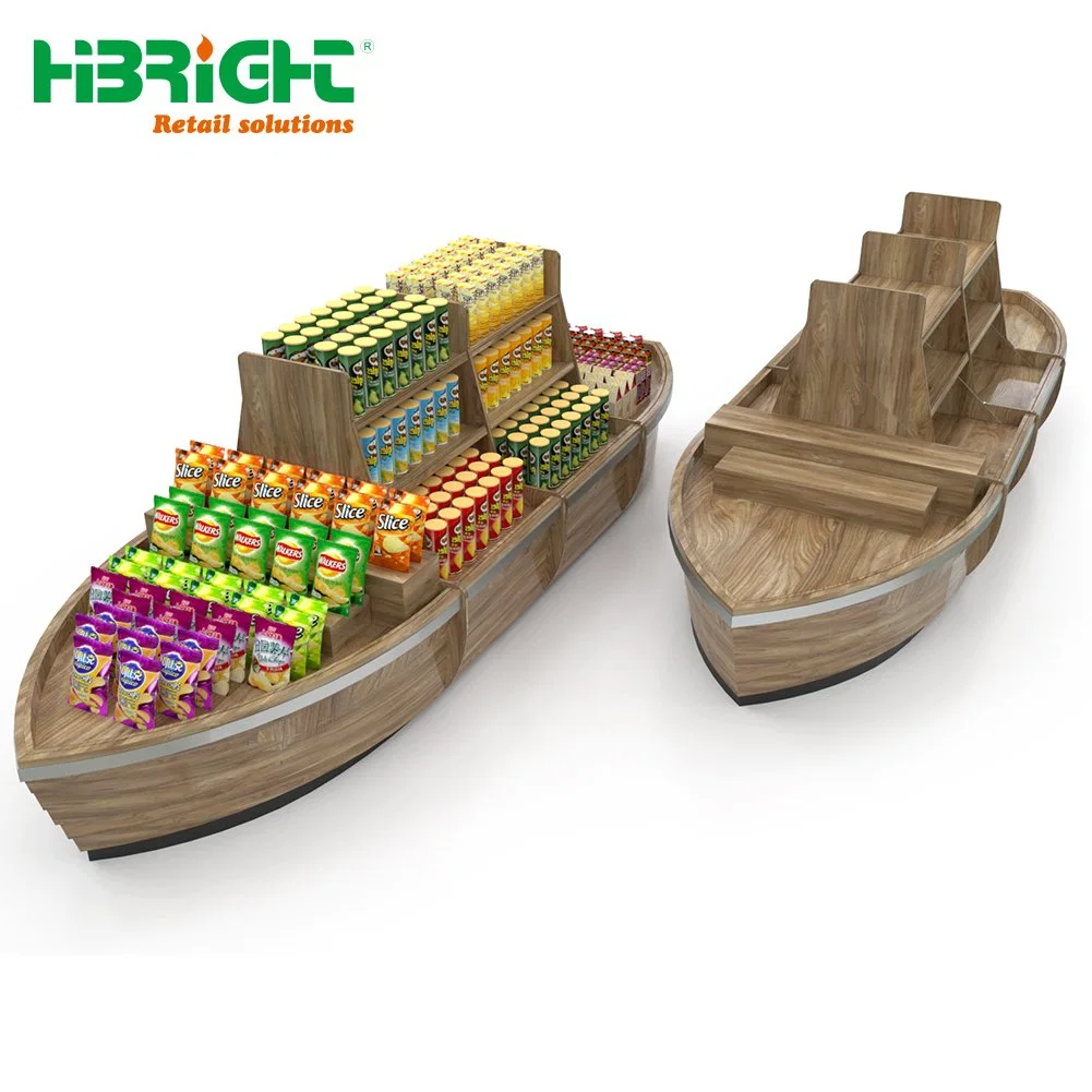 Hypermarket Grocery Supermarket Fruit Market Boat Shape Vegetavle Display Rack