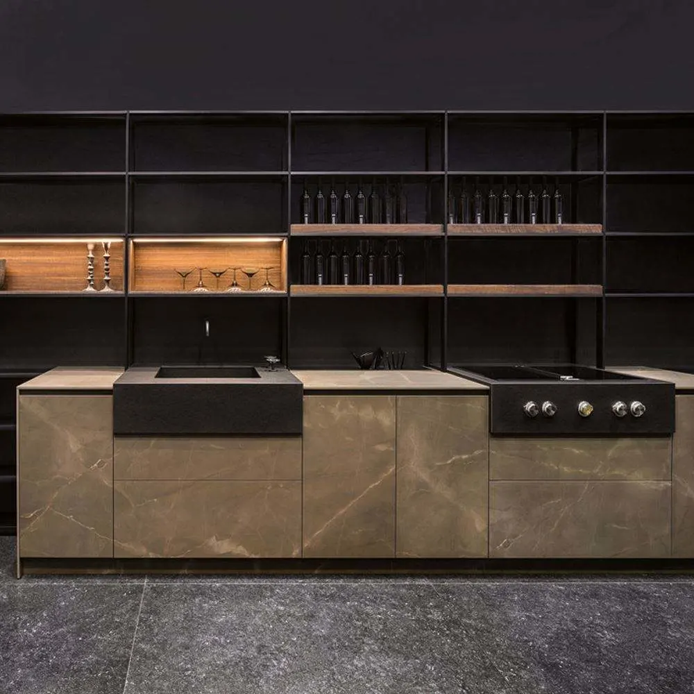 Muebles de Taula Negro 18mm de espacio en casa de piedra de sinterizado encimera de cocina