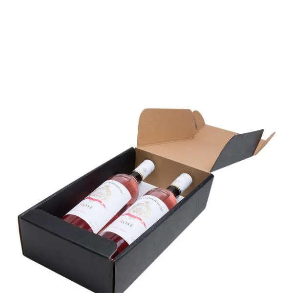 Custom Luxury 2 Bottles Foldable Foldable Cardboard Packaging Liquor Set Champagne Whisky Red Wine Bottles Glass Wine Paper Gift Wine Box