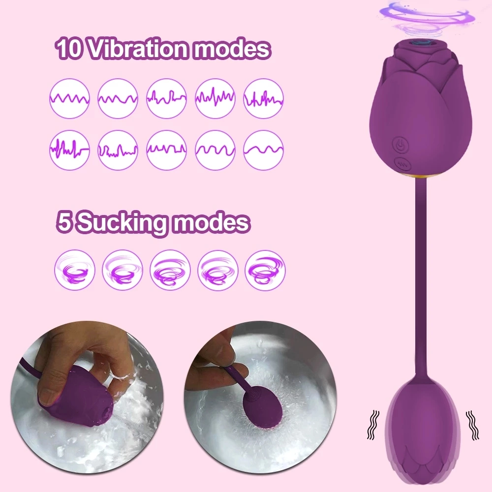 New Amazon Sex Toys Women Double Stimulation G Spot Orgasm 2 in 1 Rose Vibrator with Vibrating Jump Egg Massager Adult Toy