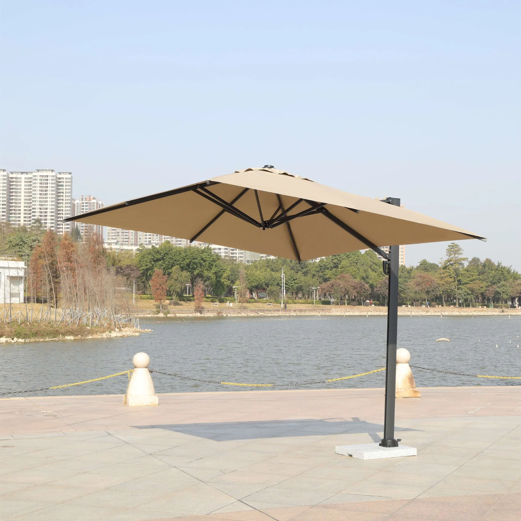 Mingsu Luxury Outdoor Single Top 2,5*2,5m Square Waterproof Fabric aluminio Parasol