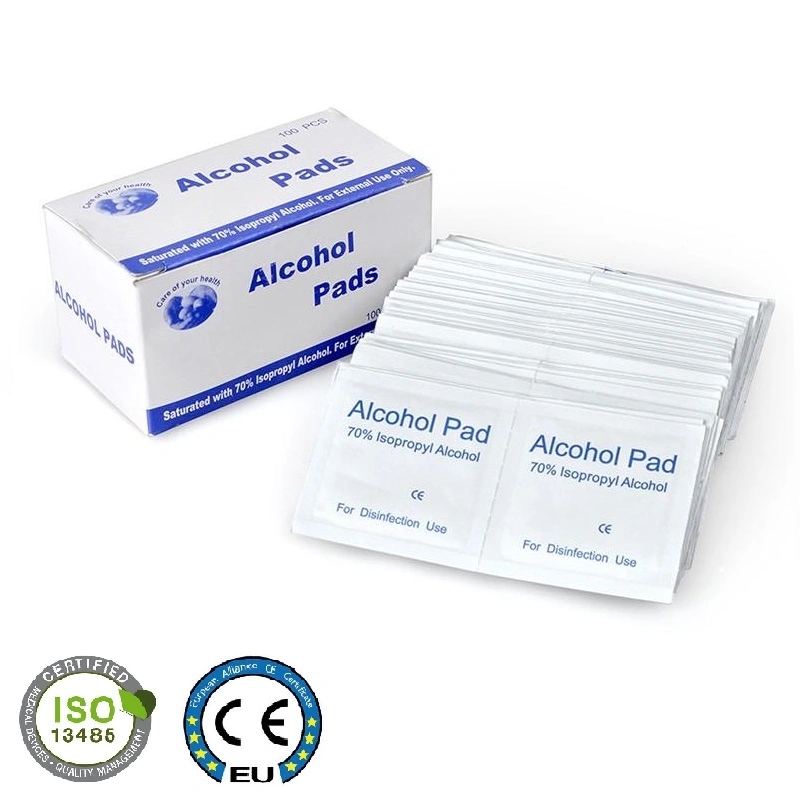 CE gesättigte 75% Ethylalkohol Pad Pre Injection Alco Tupfer 70% Isopropyl Nonwoven Alcohol Pad